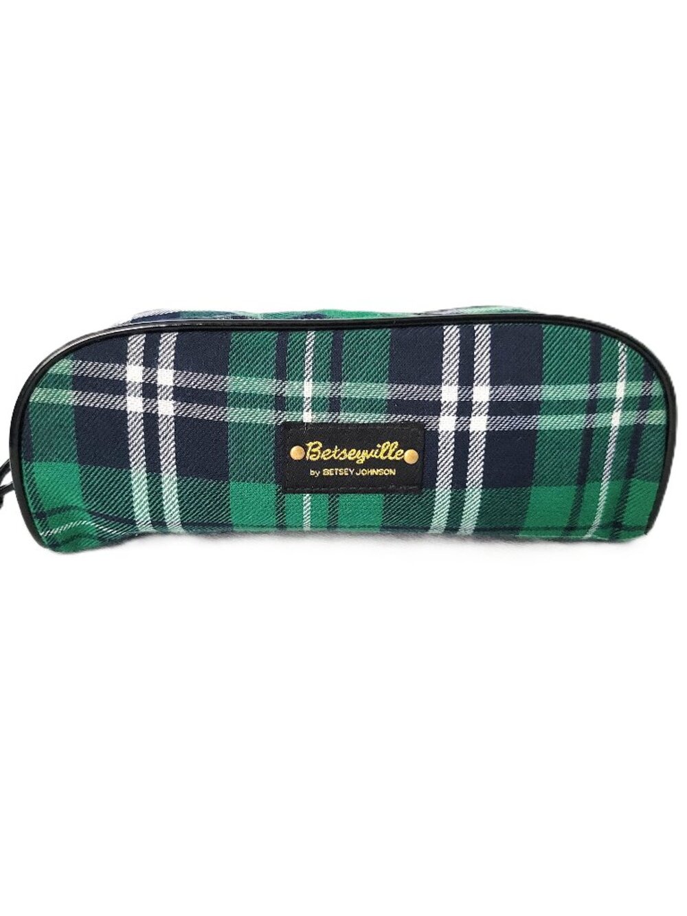 Betseyville by Betsey Johnson Green Plaid Makeup Bag Cosmetic Pouch Y2K Tartan